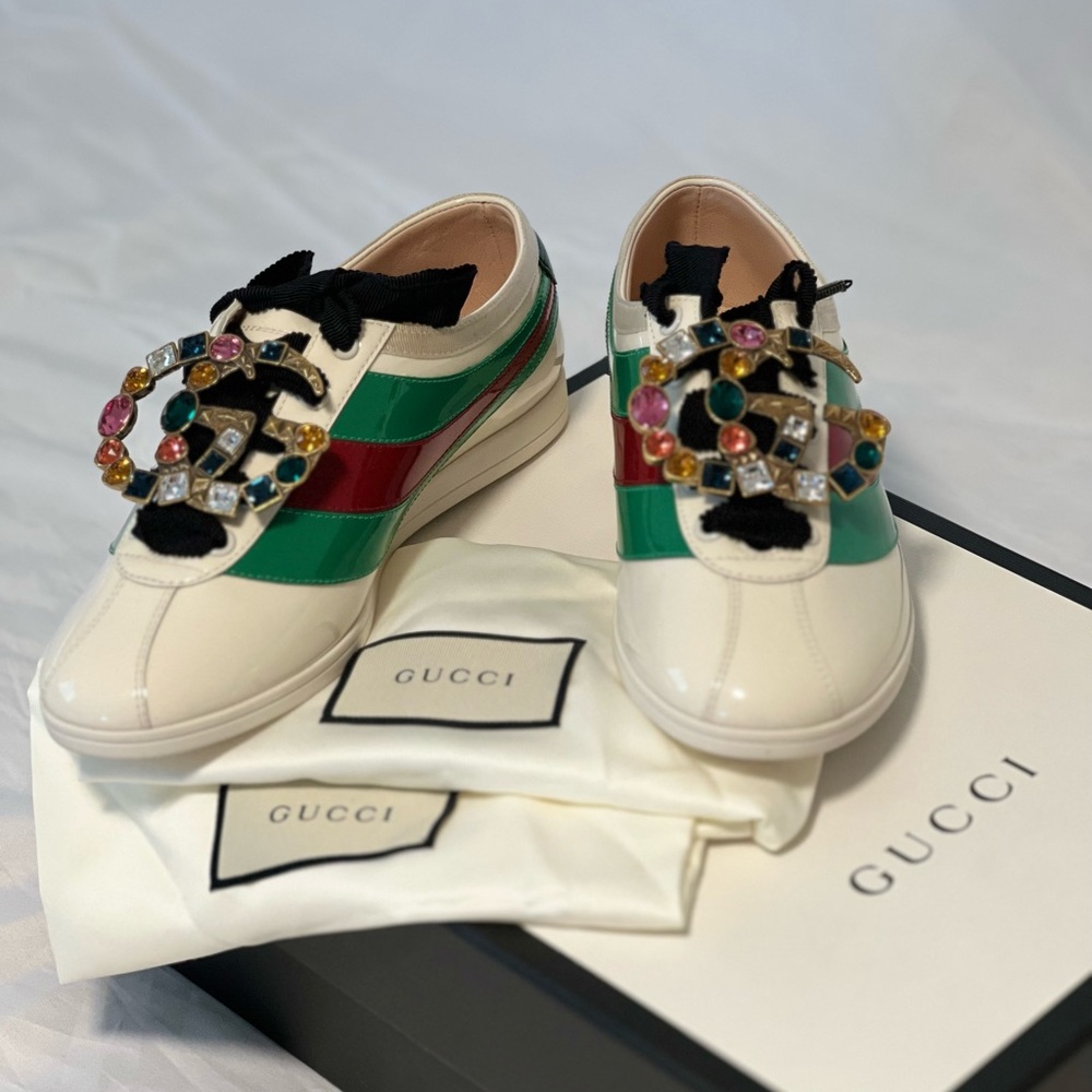 Gucci Patent Vernice Crystal Sneakers